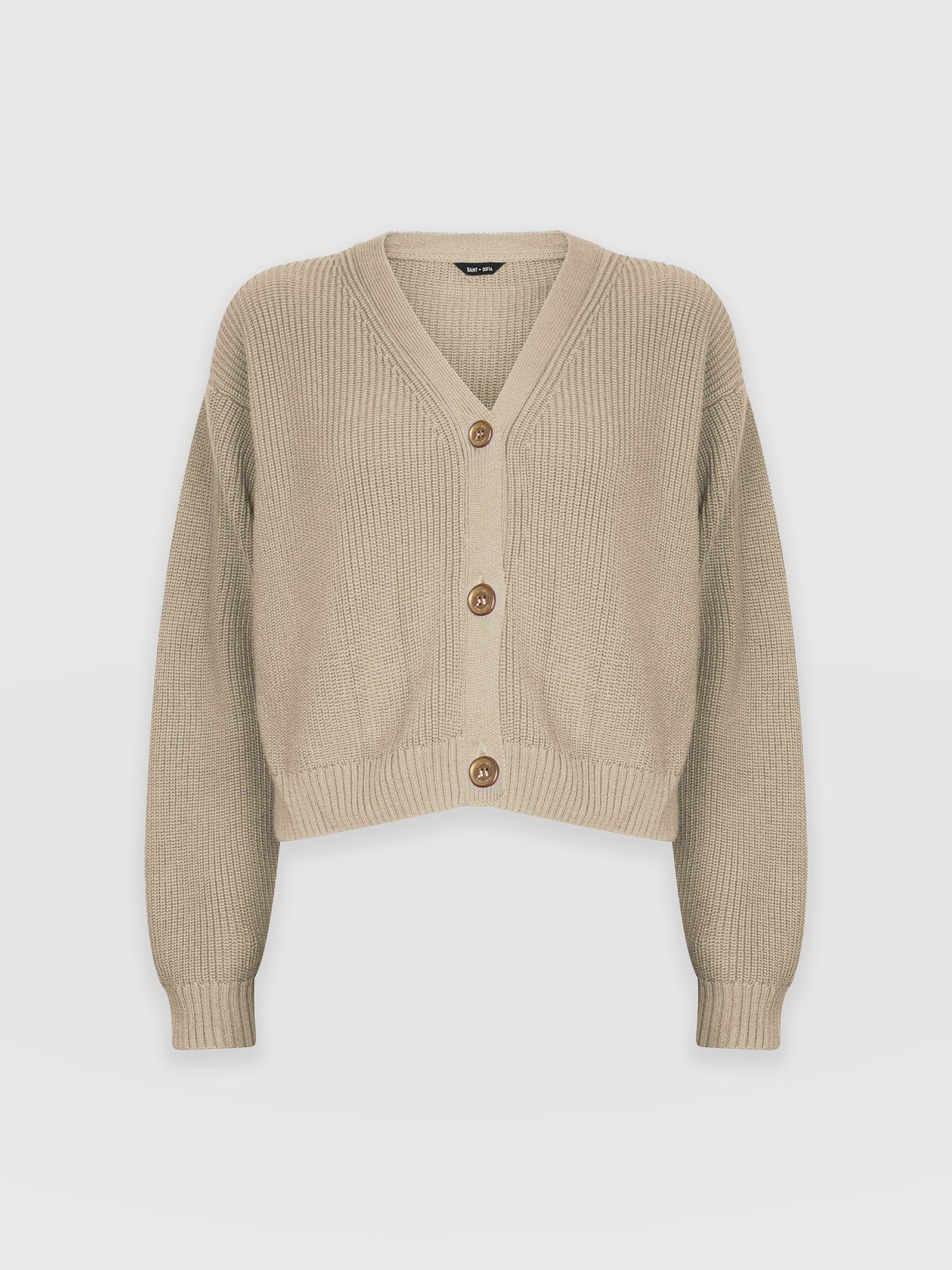Soho Crop Cardigan Beige - Women's Cardigans | Saint + Sofia® EU